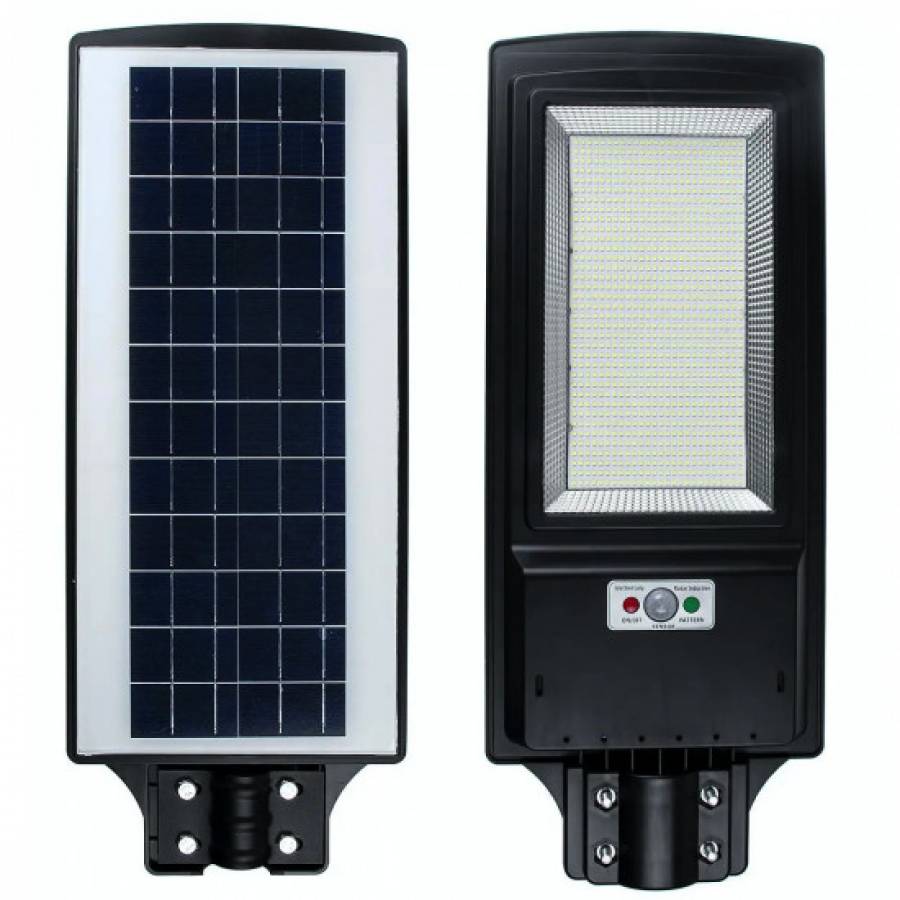Lampa Solara Stradala, KlaussTech, Senzor de Lumina, Putere 500W, Telecomanda, Negru
