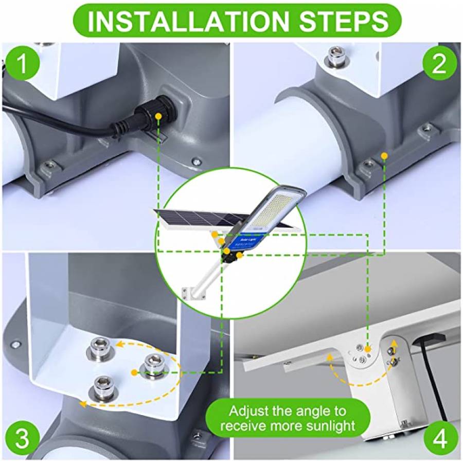 Lampa Solara Stradala, Incarcare Solara, Putere 400W, 13500 Lumeni, 180 LED-uri, Albastru