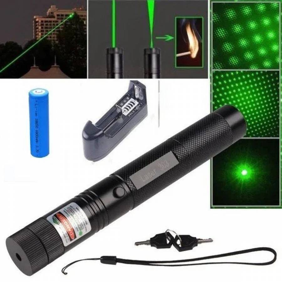 Laser LED, KlaussTech, Lumina Verde, Distanta 10km, Lumina Puternica, Negru