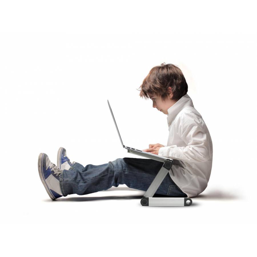 Masuta pentru Laptop, KlaussTech, 9.5 Inch, Ergonomica, Reglabila, Negru/Argintiu