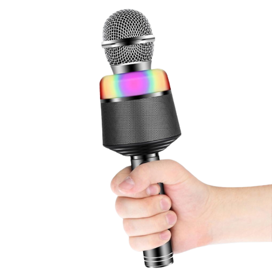 Microfon Wireless KlaussTech, Portabil, Bluetooth, Card TF, AUX, USB, Negru