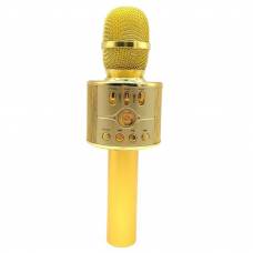 Microfon Wireless, KlaussTech, Karaoke, Portabil, Bluetooth, Card TF, AUX, USB, Auriu