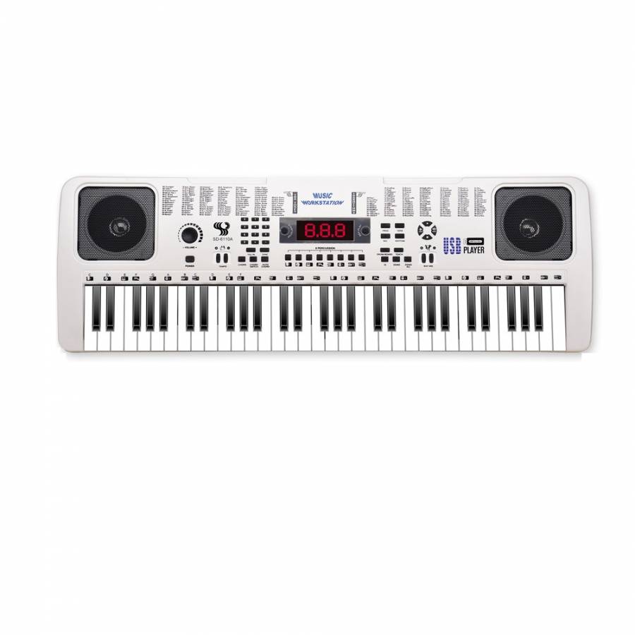 Orga Muzicala Pentru Copii, KlaussTech, 61 de Clape, Diverse Functii, Accesorii Incluse, Alb