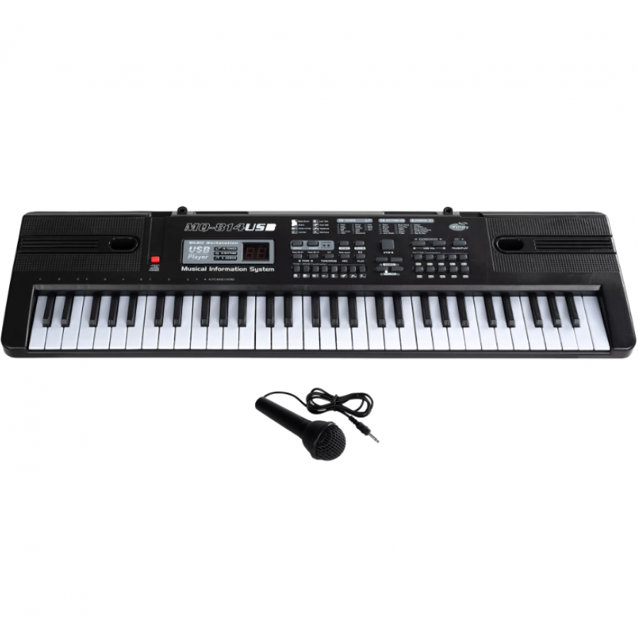 Orga electronica, 61 Clape, Microfon Inclus, USB, MP3-player, Negru