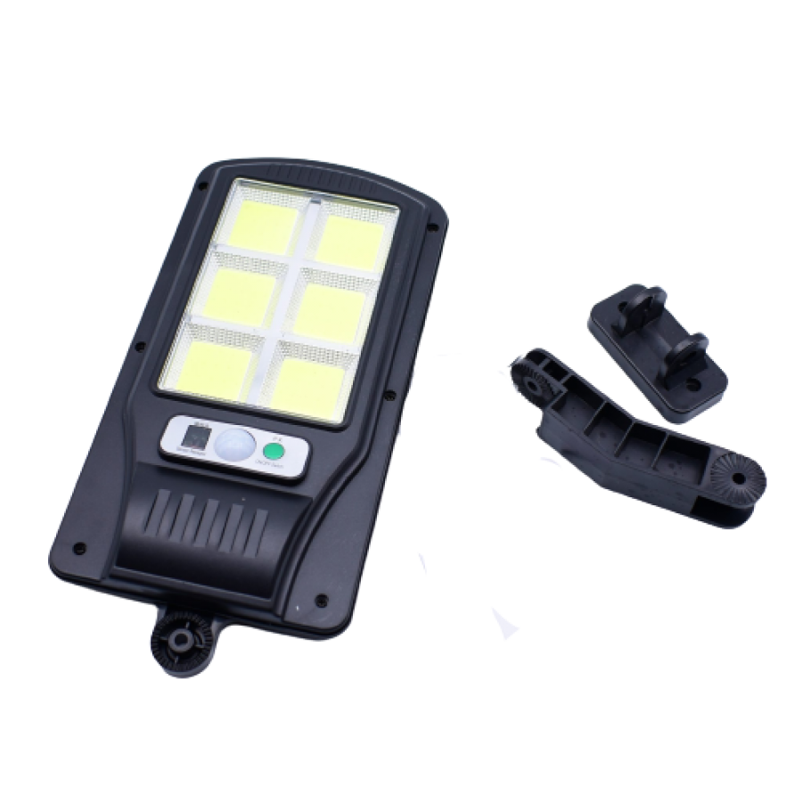 Lampa Solara Stradala KlaussTech, Senzor de Proximitate, Incarcare Solara, Control prin Telecomanda, 6 Zone de Iluminat, Negru