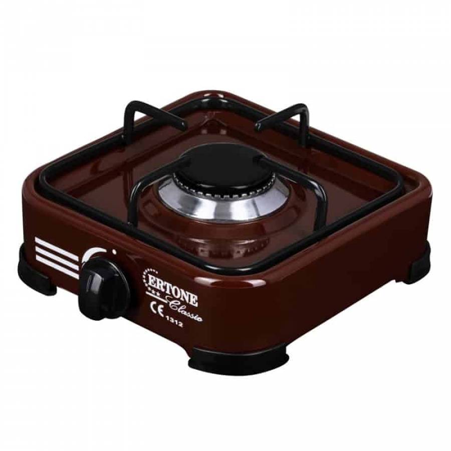 Plita Emailata, 1 Arzator, Usor de Manevrat, 21 x 21 x 9 cm, Conectare la Gaz, Maro