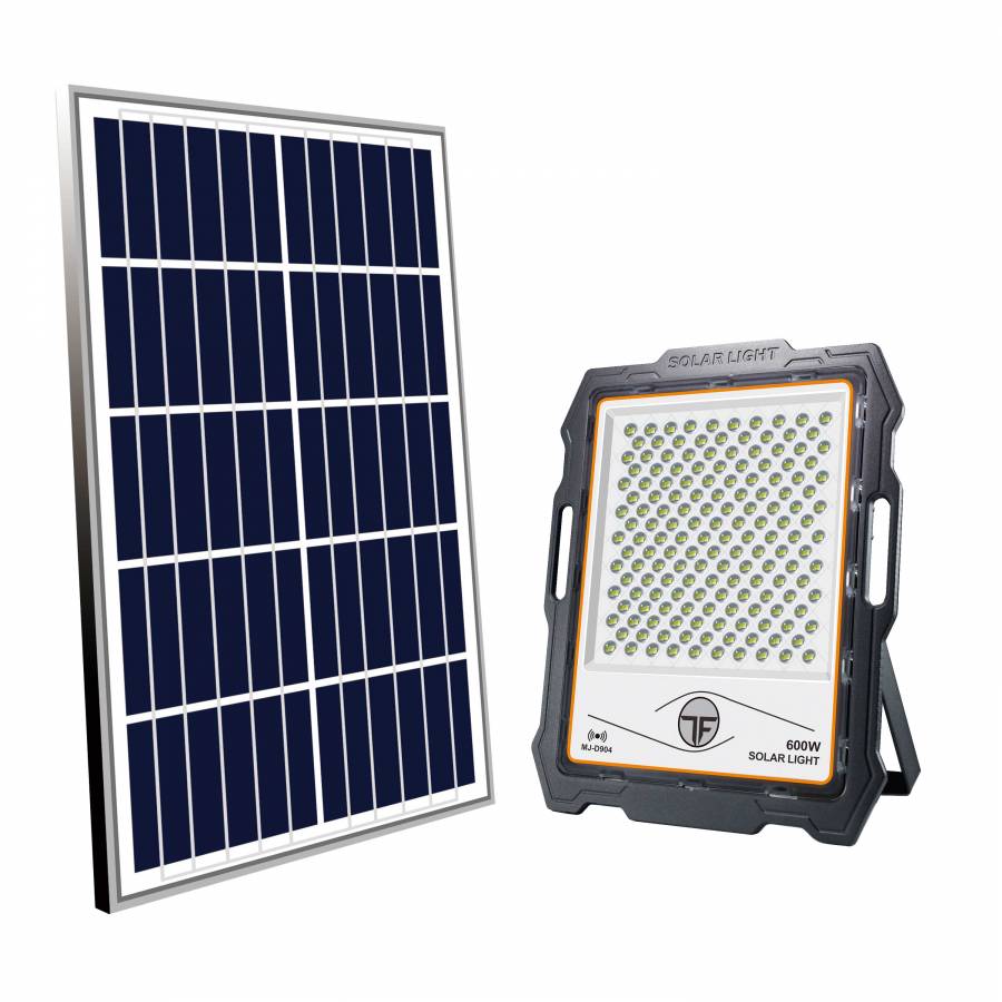 Proiector Cu Panou Solar,  KlaussTech, Putere 600w, 324 Led-uri, Ergonomic, 3050 Lumeni, Negru