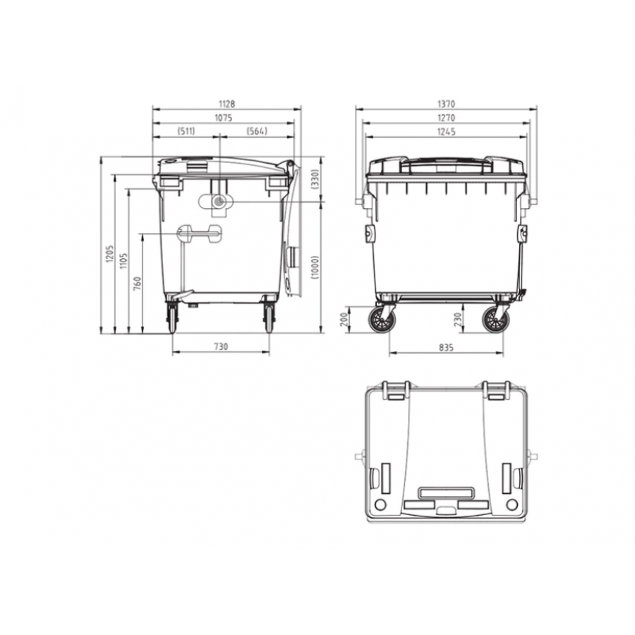 Container Gunoi, Capacitate1100lt, Material Plastic, Container Gunoi, 4 Roti, Albastru
