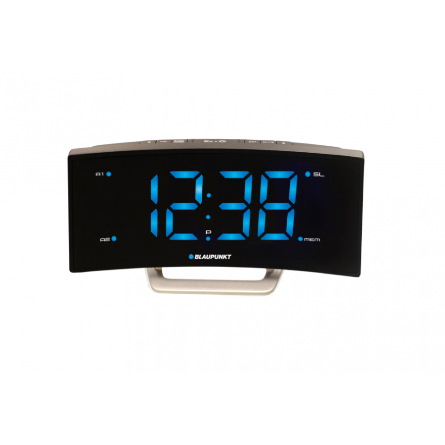 Radio cu Ceas, Ecran Digital, Alimentare cu Baterii, Modern, FM, Negru/Gri