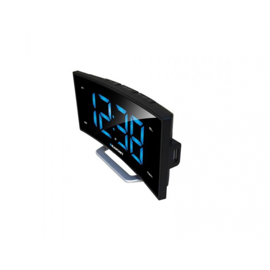 Radio cu Ceas, Ecran Digital, Alimentare cu Baterii, Modern, FM, Negru/Gri