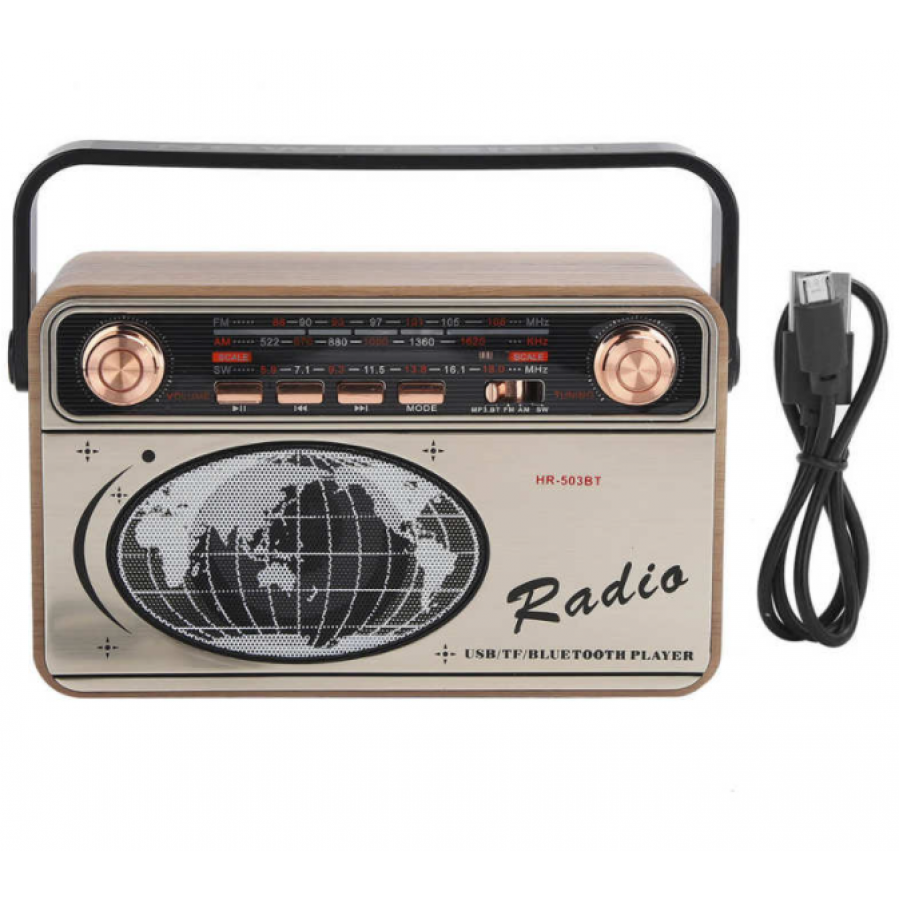 Radio Portabil Klausstech, FM/AM/SW1-2, 4 Benzi, Antena Retractabila, USB, AUX,  Accesorii Incluse, Maro