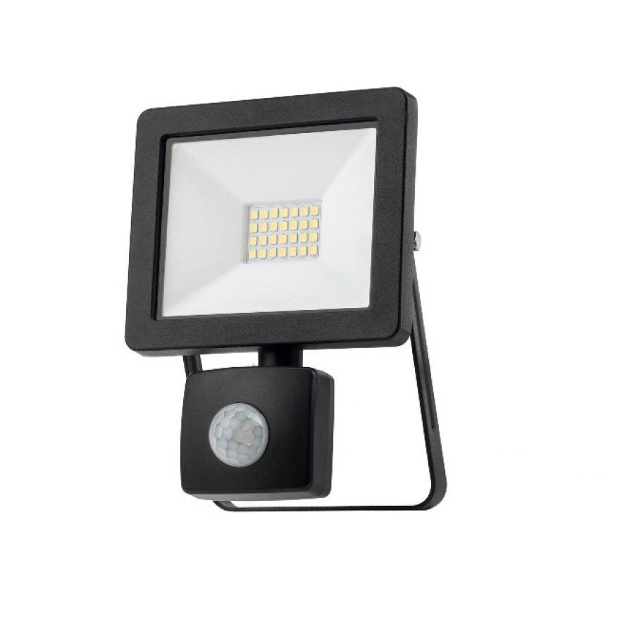 Reflector cu Senzor de Miscare, IP65, Putere de 20W, Lumina Alba, Usor, Negru