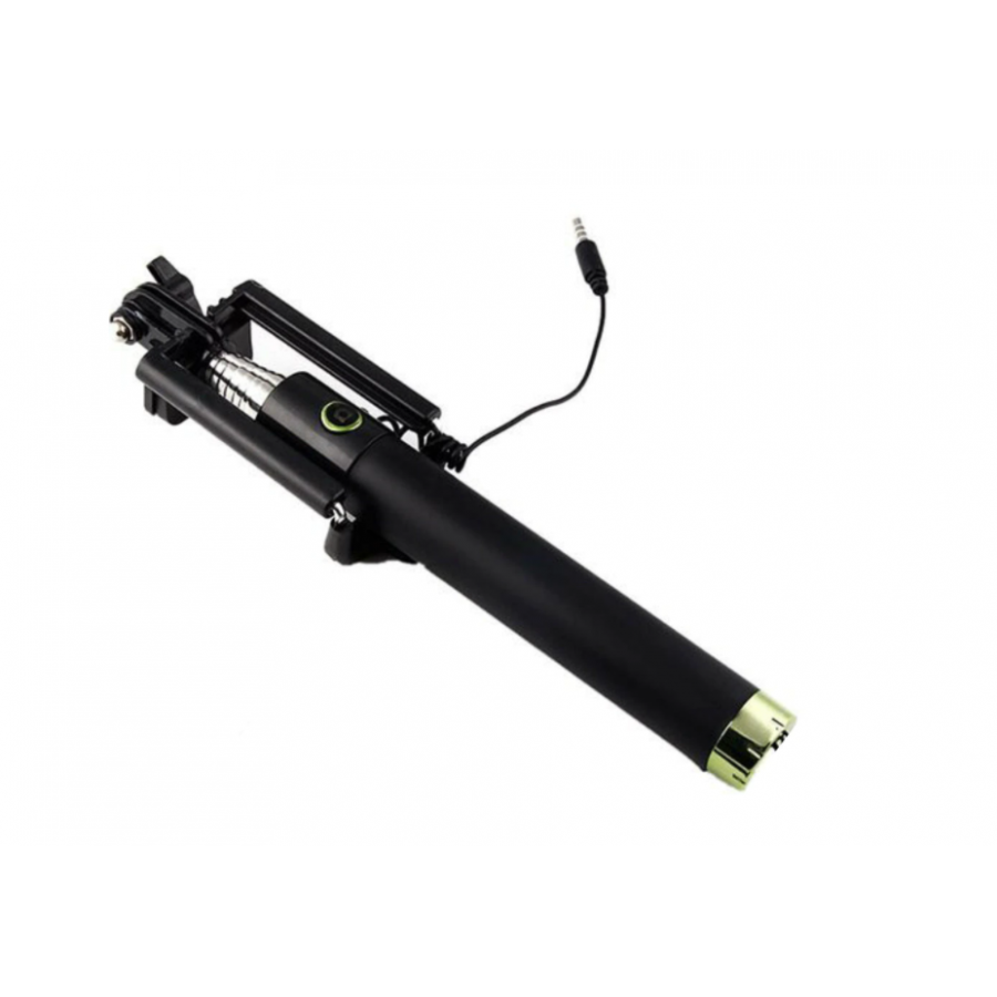 Selfie Stick KlaussTech, Conectare prin Jack de 3.5 mm, Extensibil, Universal, Negru