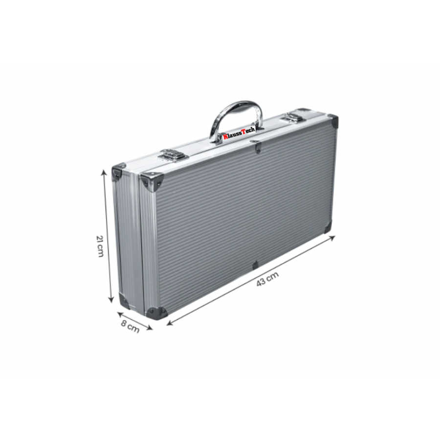 Set de 14 Ustensile pentru Gratar, KlaussTech, Inox, Greutate Redusa, Argintiu