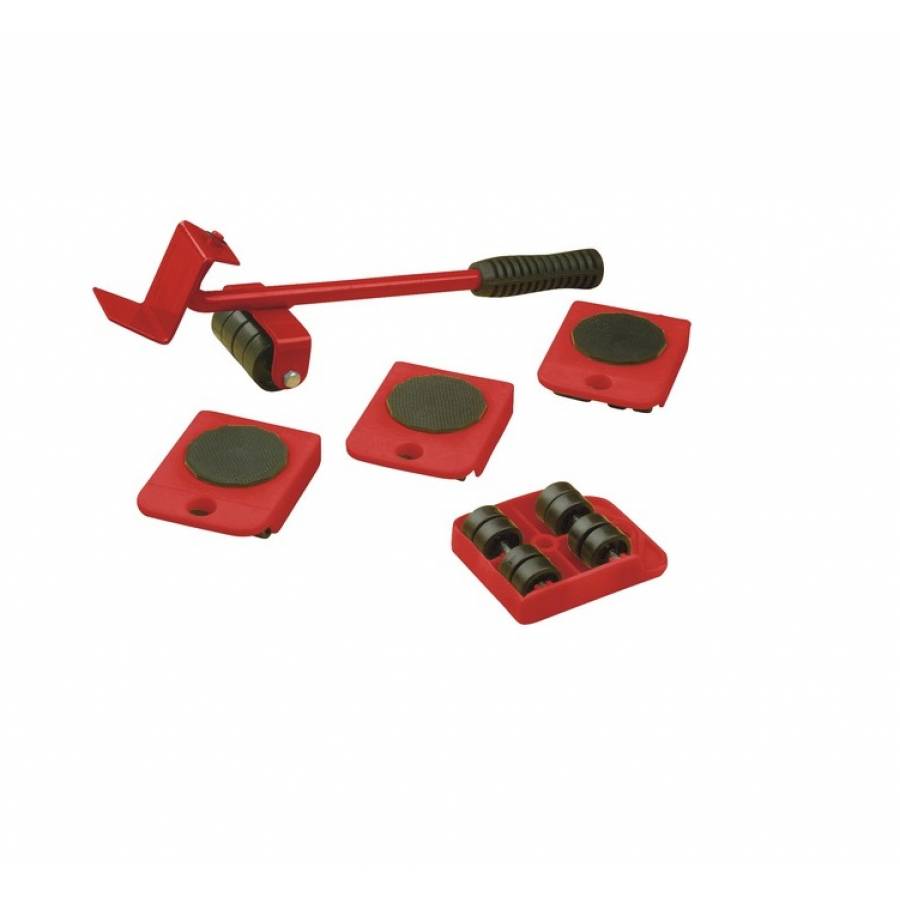Set de Roti pentru Mutat Mobila, Suporta 150 Kg, Metal, Rosu