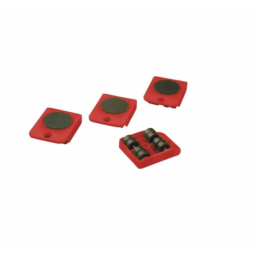 Set de Roti pentru Mutat Mobila, Suporta 150 Kg, Metal, Rosu