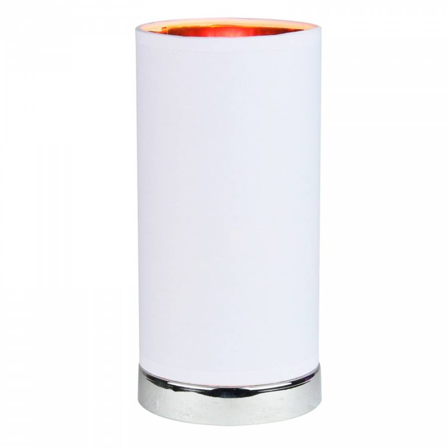 Veioza, Design Cilindric, Material Metal, Putere 40W, Buton ON/OFF, Alb/Argintiu