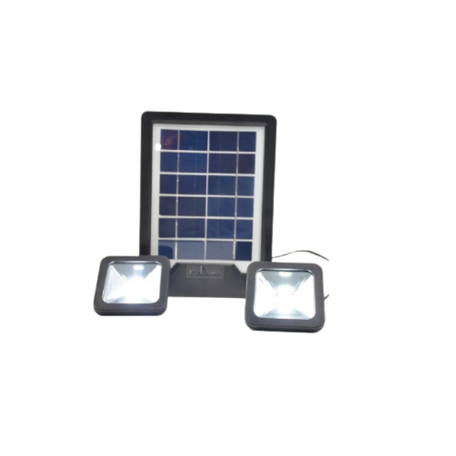 Kit Panou Solar, KlaussTech, Capacitate 5000 mAh, 2 Proiectoare LED, Curatare Usoara, Destinat pentru Camping, Negru