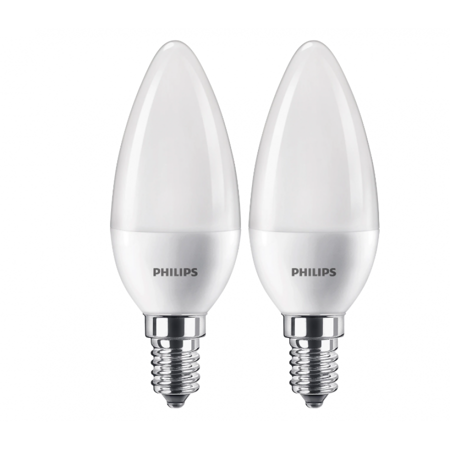 Set 2 Becuri Led Philips, E14, 7w (60w), 806 Lm, A++, Lumina Alba Calda