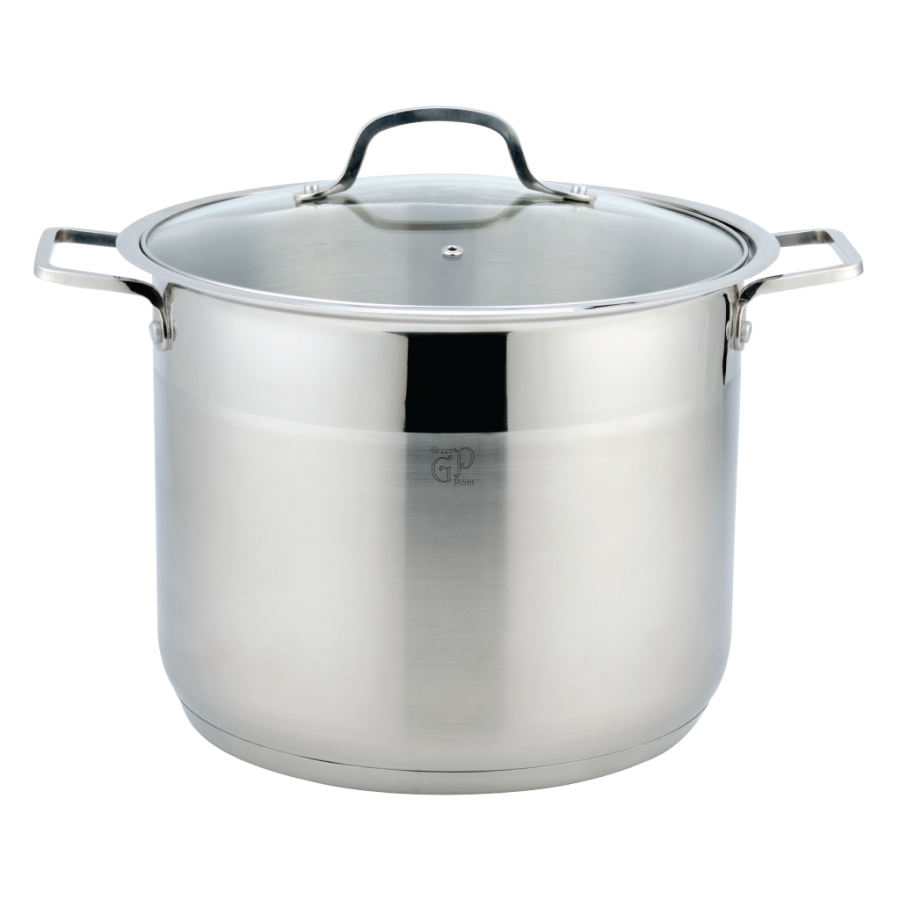 Oala cu Capac, Material Inox, Capac din Sticla Securizata, Diametru 30 cm, Argintiu