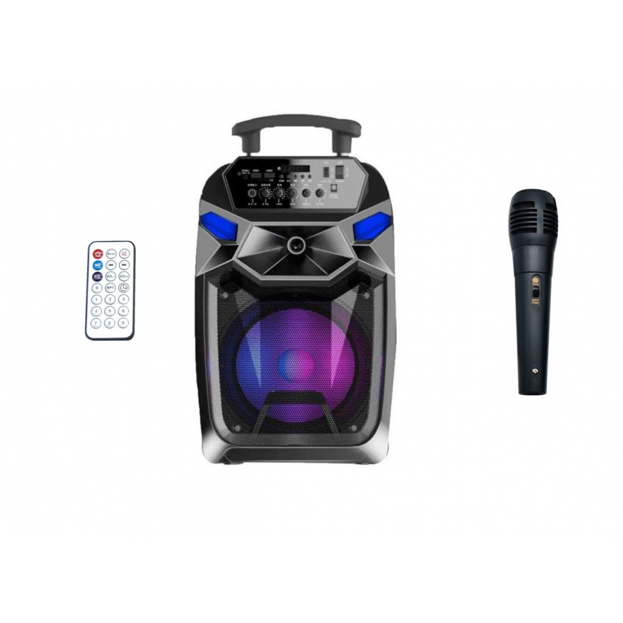 Boxa Portabila, Putere 20W, Tip Troler, Lumini Disco, Microfon Inclus, Negru