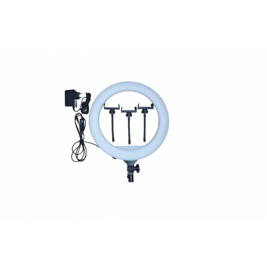 Lampa circulara KlaussTech, Ring light LED, 3 moduri de lumina, Diametru 34cm