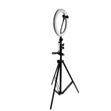 Lampa Circulara Profesionala KlaussTech, 14 inch, Cu Trepied, LED, Usor de Folosit, Usor de Instalat, Lumina Puternica, Destinat pentru Fotografii Profesionale, Negru