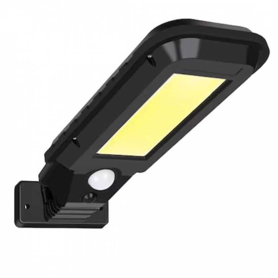 Lampa solara stradala KlaussTech, 60 LED, senzor de miscare, incarcare solara, negru