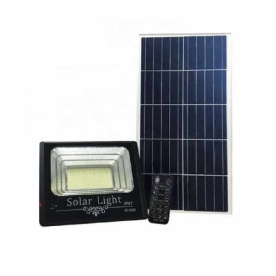 Proiector Solar Puternic Klausstech, Putere De 60w, Led Smd, Functie Display Led Nivel Incarcare, Cu Panou Solar Si Telecomanda Cu Functii Multiple De Setare A Intensitatii Luminoase Si Timpului De Functionare , Functie Mod Auto Si Mod Off