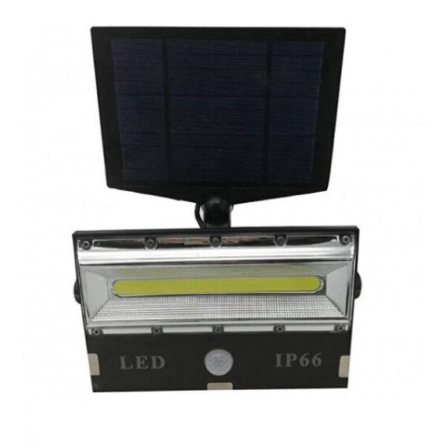 Lampa LED KlaussTech cu Panou Solar, Senzor de miscare, Waterproof, Acumulator 4800 mAh, 50 LED-uri incorporate, 3 Moduri de iluminare, Design Modern, Negru