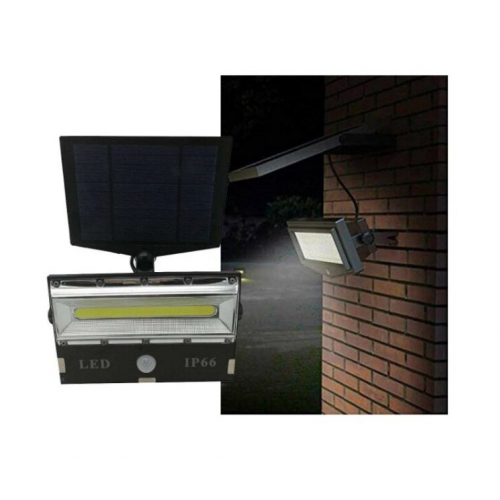 Lampa LED KlaussTech cu Panou Solar, Senzor de miscare, Waterproof, Acumulator 4800 mAh, 50 LED-uri incorporate, 3 Moduri de iluminare, Design Modern, Negru