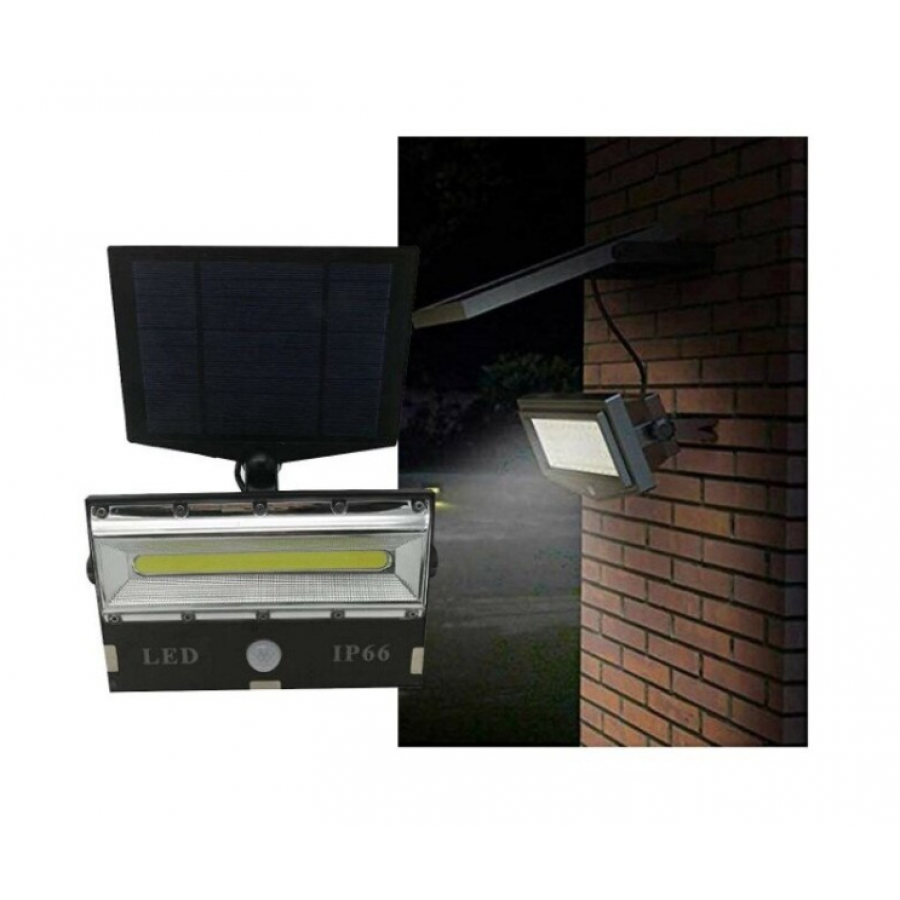 Lampa LED KlaussTech cu Panou Solar, Senzor de miscare, Waterproof, Acumulator 4800 mAh, 50 LED-uri incorporate, 3 Moduri de iluminare, Design Modern, Negru