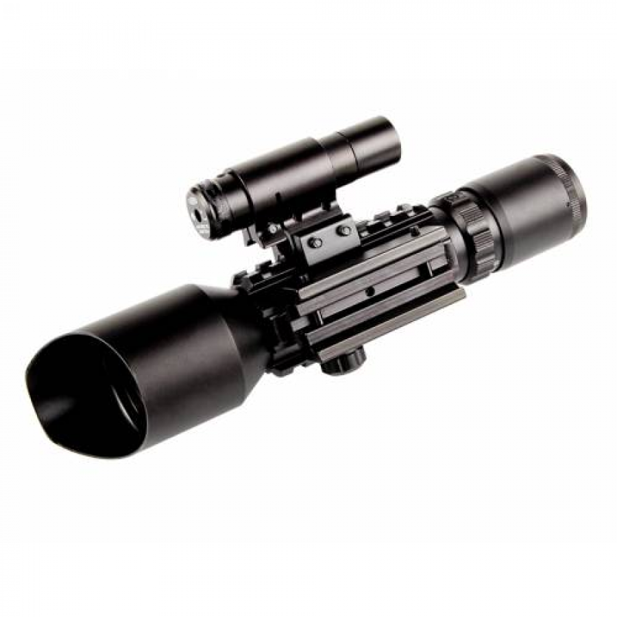Luneta Profesionala cu Laser KlaussTech, obiectiv 42 mm, zoom 3x - 10x, Lentile cu Protectie, Waterproof