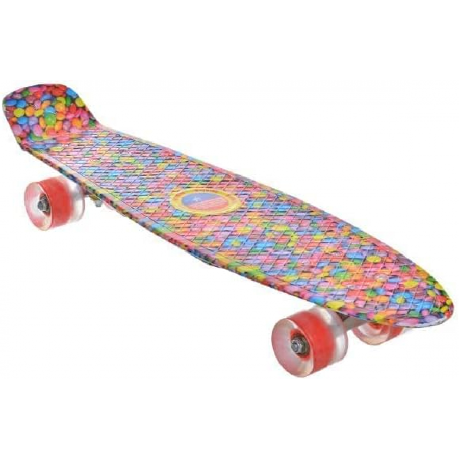 Penny board Klausstech cu imprimeu roti de silicon, 60Cm