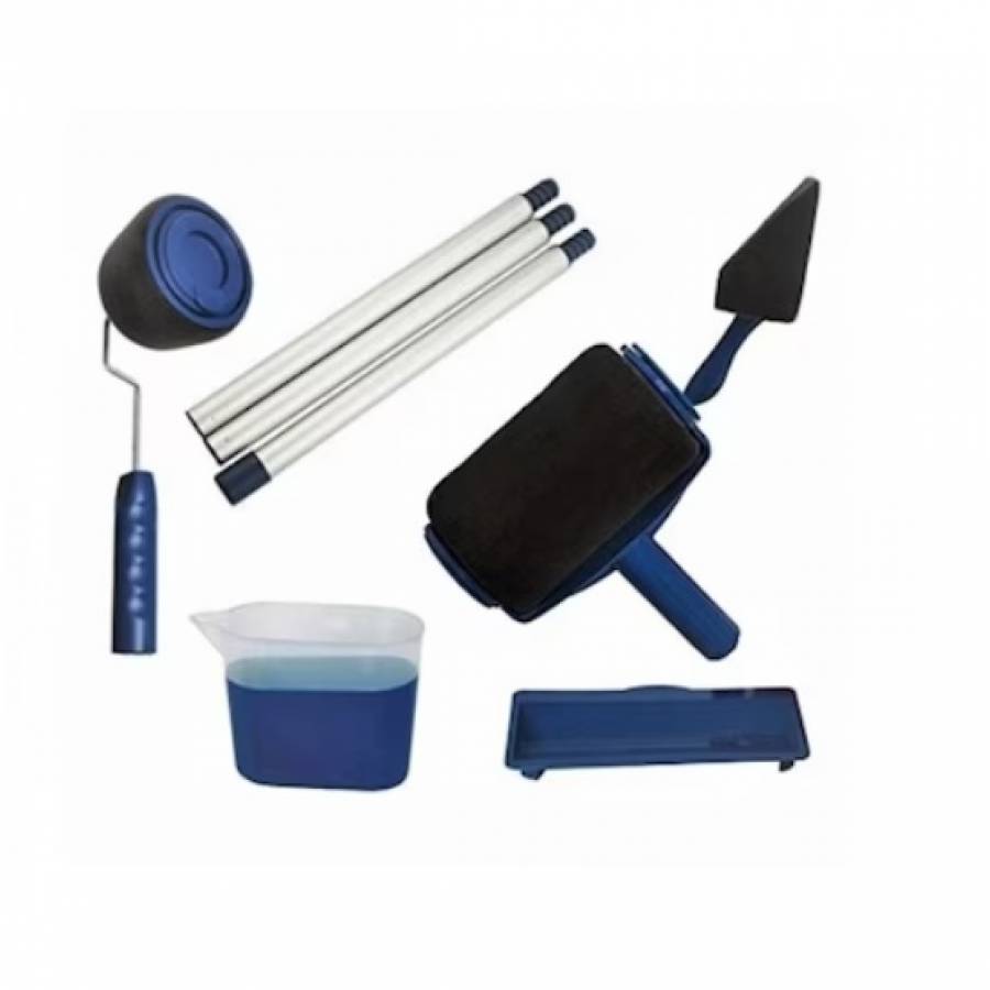 Set trafalet KlaussTech, cu umplere si rezervor cu recipient, brat extensibil si 2 accesorii pentru colturi, albastru