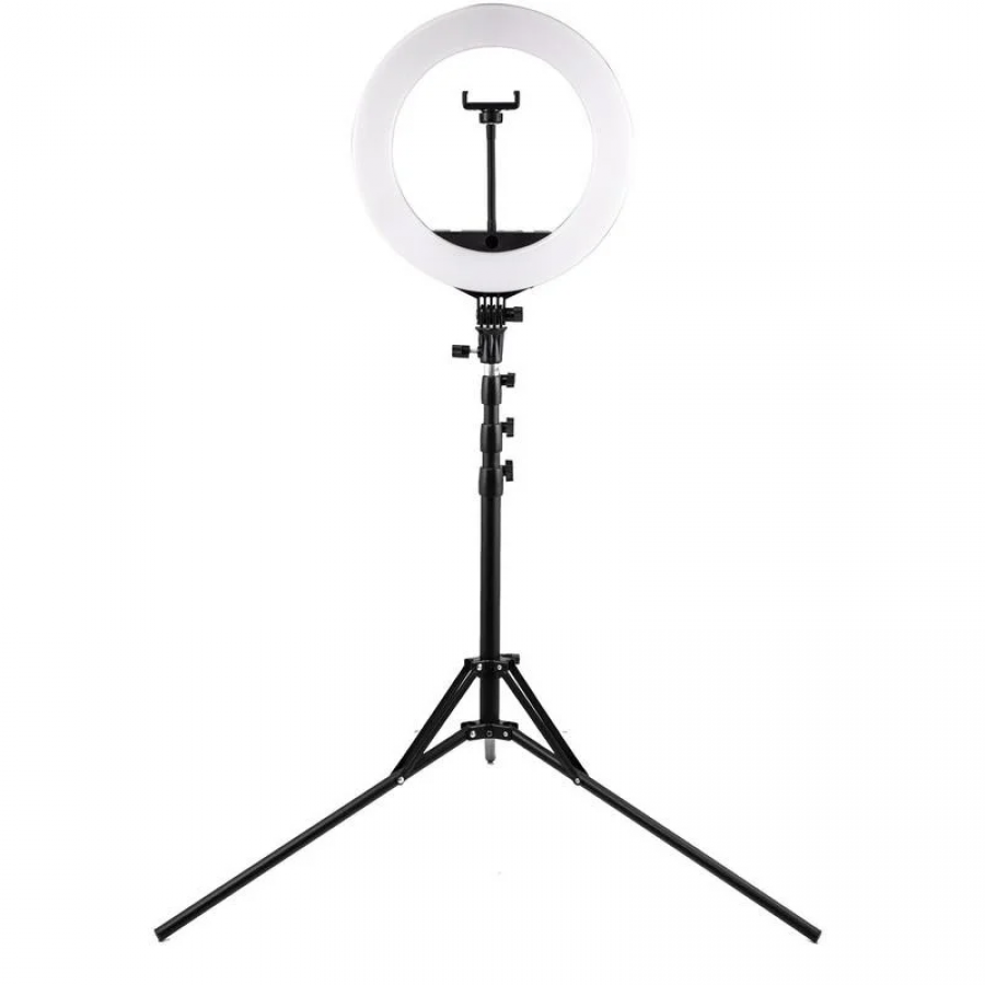 Lampa circulara KlaussTech, Ring light LED, 3 moduri de lumina, Diametru 34cm