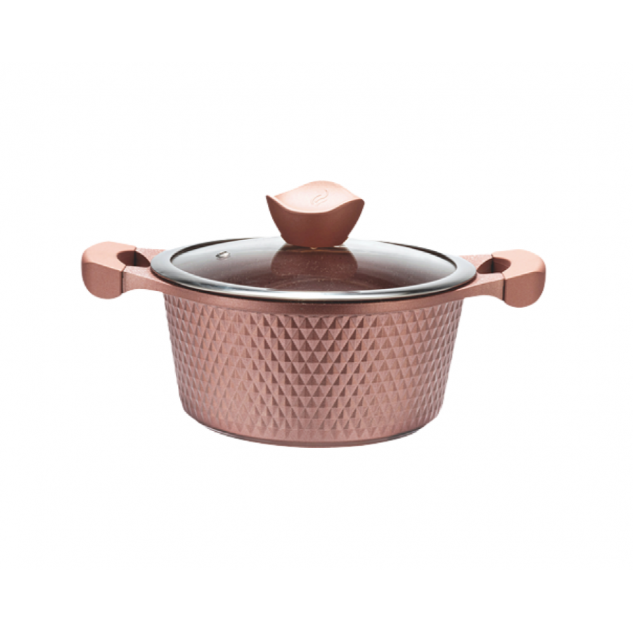 Oala cu capac din fier Rose/Gold 20 cm