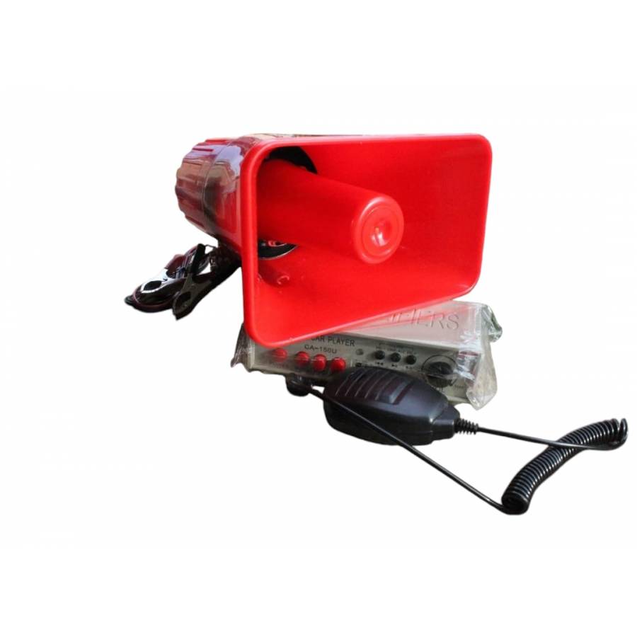 Portavoce auto KlaussTech 12V cu inregistrare si slot USB, 40W Rosie Dreptunghiulara