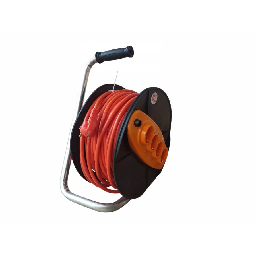 Prelungitor, cablu electric pe tambur negru / portocaliu, 50 de metri KlaussTech