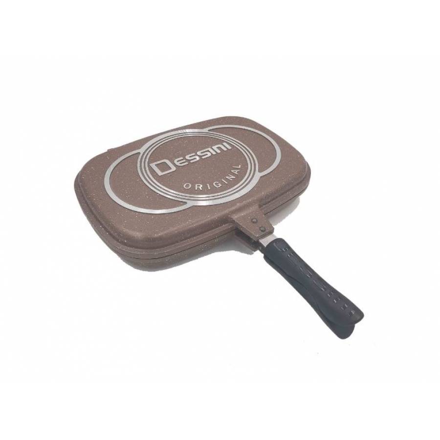 Tigaie dubla Dessini, interior antiaderent, garnitura silicon rezerva, 40 cm