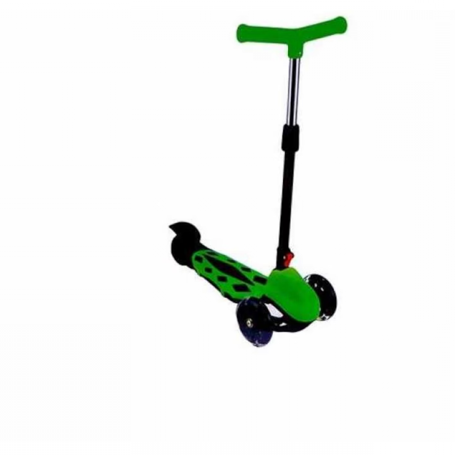 Trotineta pliabila si reglabila cu doua roti pe fata, verde-negru