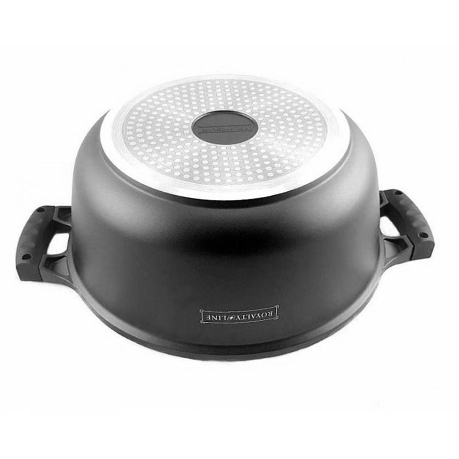 Oala marmorata cu capac din sticla, 30 cm, 7l, negru