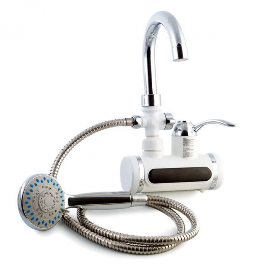 Robinet Electric Klausstech, Pentru Dus, Incalzire Rapida a Apei, Display, Putere 3kW, Presiune 0.4 - 5 bari, Alb