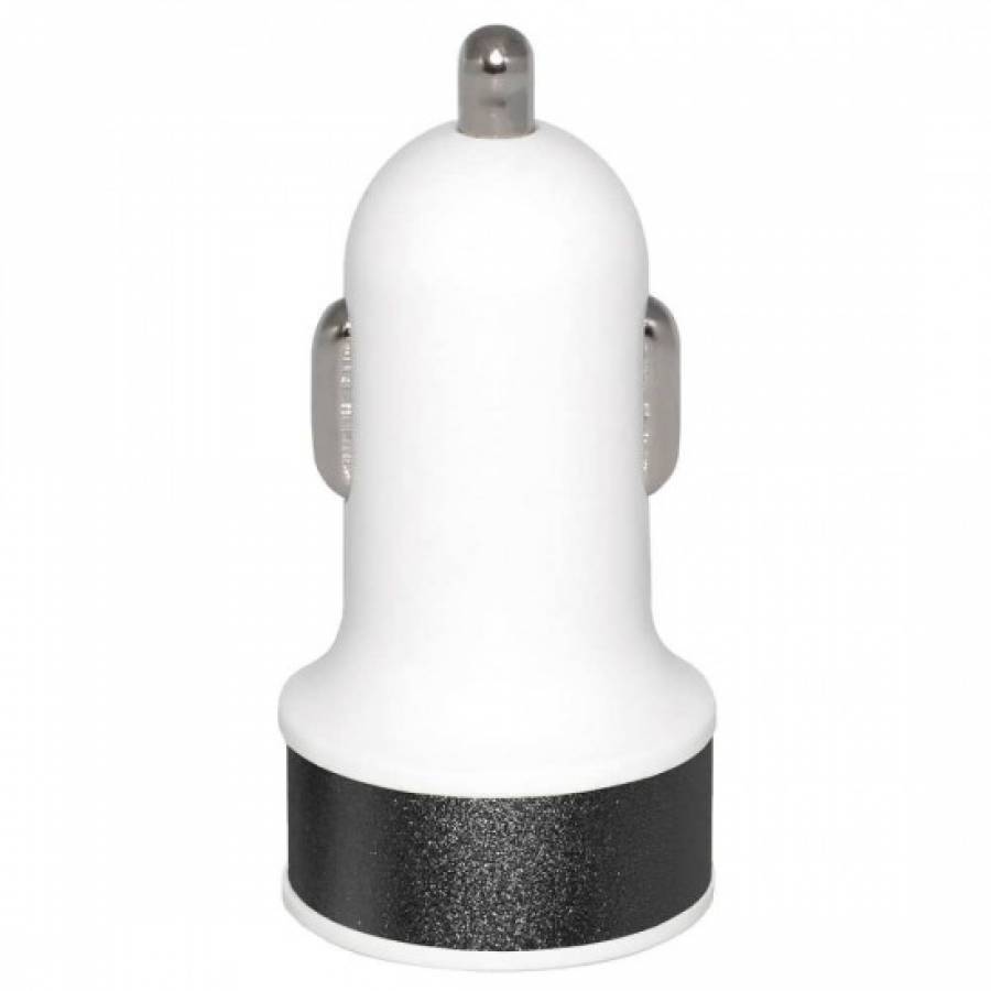 Incarcator KlaussTech auto rapid, 2 x USB, alb - negru