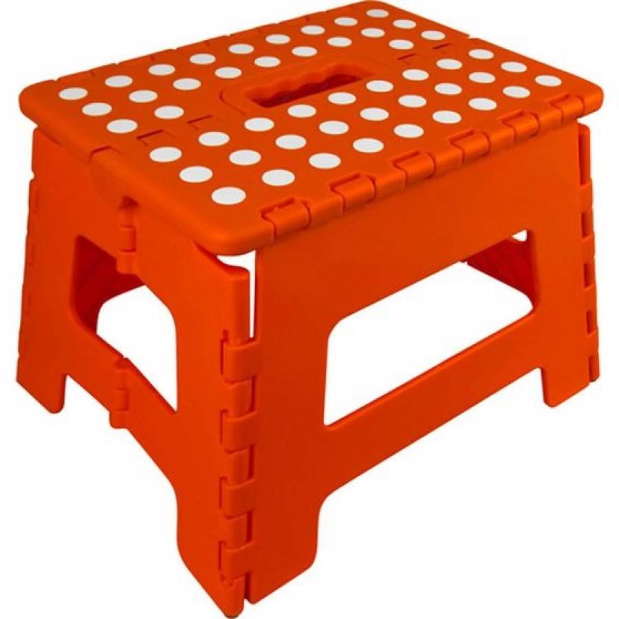 Scaun pliabil inaltator pentru copii KlaussTech, 22 cm, culoare portocaliu