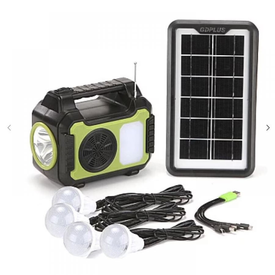Kit solar dotat cu dispozitive USB cu 4 becuri si Radio HA