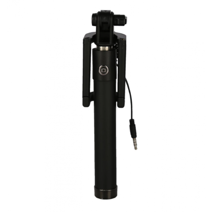 Selfie Stick KlaussTech, Conectare prin Jack de 3.5 mm, Extensibil, Universal, Negru
