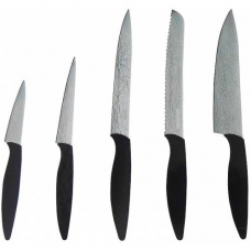 Set De 5 Cutite Klausstech De Bucatarie, Usor De Curatat, Ergonomice, Maner Anti-alunecare, Usoare, Negru