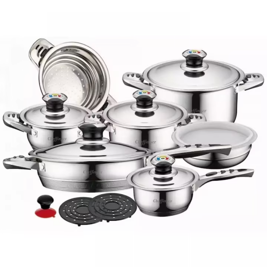 Set de vase din inox Cheffinger din otel inoxidabil 16 piese
