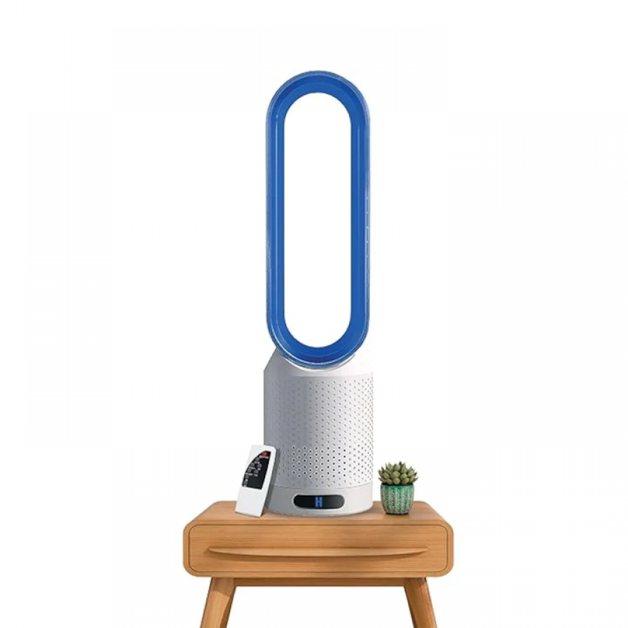 Ventilator electric, 8 trepte, paleta rotativa, cu telecomanda, albastru